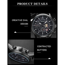 Load image into Gallery viewer, SANDA 5010P Six-Pin Cool Big Dial Waterproof Three-Eye Men Watch Leather Strap Fashion Trend Men Watch