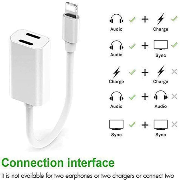 ZS-S1801 2 in 1 8 Pin Male to 8 Pin Charging + 8 Pin Audio Female Connector Earphone Adapter, Support Calls, Compatible with IOS 13 System