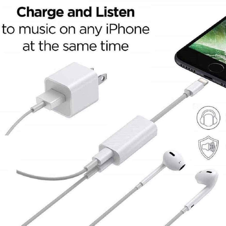 ZS-S1801 2 in 1 8 Pin Male to 8 Pin Charging + 8 Pin Audio Female Connector Earphone Adapter, Support Calls, Compatible with IOS 13 System