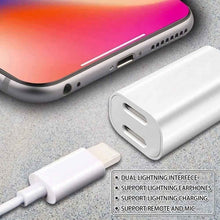 Load image into Gallery viewer, ZS-S1801 2 in 1 8 Pin Male to 8 Pin Charging + 8 Pin Audio Female Connector Earphone Adapter, Support Calls, Compatible with IOS 13 System