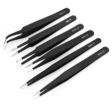 Load image into Gallery viewer, 6 in 1 Stainless Steel Anti Static tweezers set