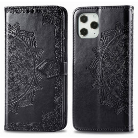 Mandala Flower Embossed Horizontal Flip Leather Case with Bracket / Card Slot / Wallet / Lanyard, For iPhone 12 Pro Max, For iPhone 12 / 12 Pro, For iPhone 12 mini