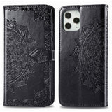 Mandala Flower Embossed Horizontal Flip Leather Case with Bracket / Card Slot / Wallet / Lanyard, For iPhone 12 Pro Max, For iPhone 12 / 12 Pro, For iPhone 12 mini