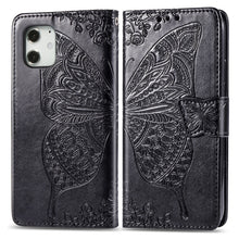 Load image into Gallery viewer, Butterfly Love Flower Embossed Horizontal Flip Leather Case with Bracket / Card Slot / Wallet / Lanyard, For iPhone 12 Pro Max, For iPhone 12 / 12 Pro 6.1 inch, For iPhone 12 mini