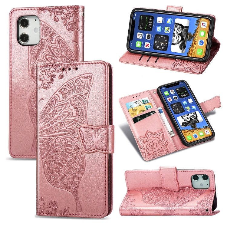 Butterfly Love Flower Embossed Horizontal Flip Leather Case with Bracket / Card Slot / Wallet / Lanyard, For iPhone 12 Pro Max, For iPhone 12 / 12 Pro 6.1 inch, For iPhone 12 mini