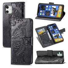 Load image into Gallery viewer, Butterfly Love Flower Embossed Horizontal Flip Leather Case with Bracket / Card Slot / Wallet / Lanyard, For iPhone 12 Pro Max, For iPhone 12 / 12 Pro 6.1 inch, For iPhone 12 mini