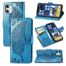 Load image into Gallery viewer, Butterfly Love Flower Embossed Horizontal Flip Leather Case with Bracket / Card Slot / Wallet / Lanyard, For iPhone 12 Pro Max, For iPhone 12 / 12 Pro 6.1 inch, For iPhone 12 mini