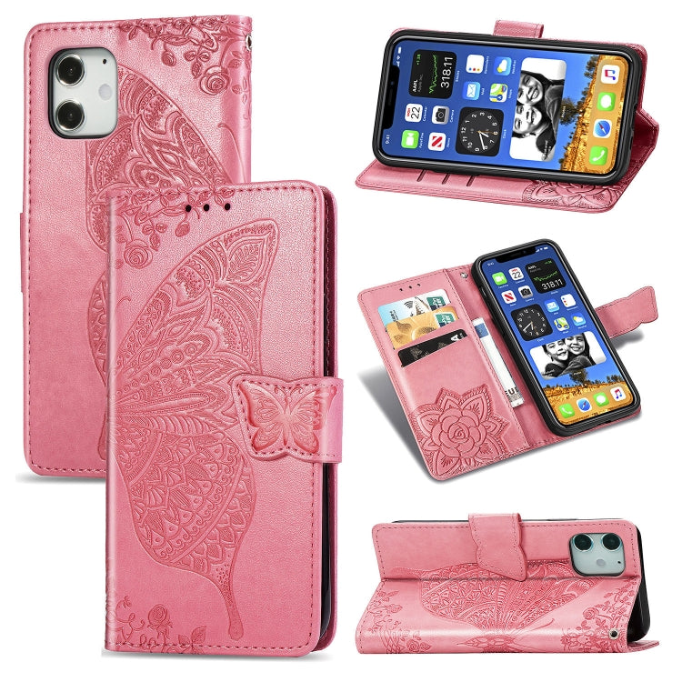 Butterfly Love Flower Embossed Horizontal Flip Leather Case with Bracket / Card Slot / Wallet / Lanyard, For iPhone 12 Pro Max, For iPhone 12 / 12 Pro 6.1 inch, For iPhone 12 mini