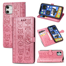 Load image into Gallery viewer, Cute Cat and Dog Embossed Horizontal Flip Leather Case with Holder &amp; Card Slots &amp; Wallet &amp; Lanyard, For iPhone 12 Pro Max, For iPhone 12 / 12 Pro, For iPhone 12 mini