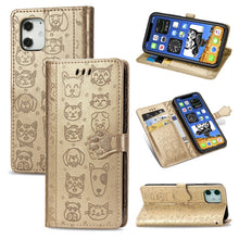 Load image into Gallery viewer, Cute Cat and Dog Embossed Horizontal Flip Leather Case with Holder &amp; Card Slots &amp; Wallet &amp; Lanyard, For iPhone 12 Pro Max, For iPhone 12 / 12 Pro, For iPhone 12 mini