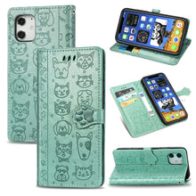 Load image into Gallery viewer, Cute Cat and Dog Embossed Horizontal Flip Leather Case with Holder &amp; Card Slots &amp; Wallet &amp; Lanyard, For iPhone 12 Pro Max, For iPhone 12 / 12 Pro, For iPhone 12 mini