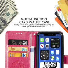 Load image into Gallery viewer, Four-leaf Clasp Embossed Buckle Mobile Phone Protection Leather Case with Lanyard &amp; Card Slot &amp; Wallet &amp; Bracket Function, For iPhone 12 Pro Max, For iPhone 12 / 12 Pro, For iPhone 12 mini