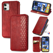 Load image into Gallery viewer, Cubic Grid Pressed Horizontal Flip Magnetic PU Leather Case with Holder &amp; Card Slots &amp; Wallet, For iPhone 12 Pro Max, For iPhone 12 mini