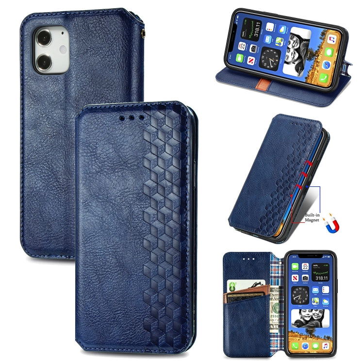 Cubic Grid Pressed Horizontal Flip Magnetic PU Leather Case with Holder & Card Slots & Wallet, For iPhone 12 Pro Max, For iPhone 12 mini