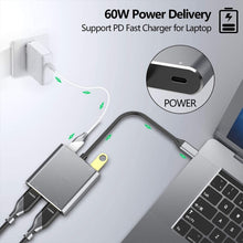 Load image into Gallery viewer, ZS-SG4T1HD2 4-in-1 Type-C to Dual HDMI + USB 3.0 Port + Type-C PD Charging Port Multi-functional HD Dock Adapter