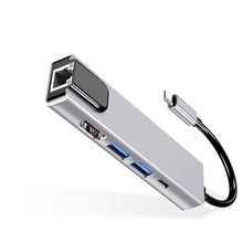 Load image into Gallery viewer, USB-C/Type-C to HD 4K HDMI + RJ45 + USB 3.0 + USB 2.0 + PD 5 in 1 HUB Converter, 5 in 1