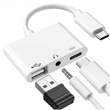 Load image into Gallery viewer, 3 in 1 USB-C OTG Adapter with 3.5mm Headphone Jack, Compatible for iPad Pro and Type-C Jack Phone, 3 in 1