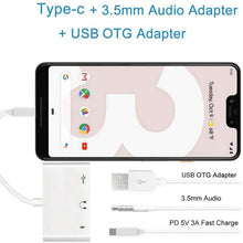 Load image into Gallery viewer, 3 in 1 USB-C OTG Adapter with 3.5mm Headphone Jack, Compatible for iPad Pro and Type-C Jack Phone, 3 in 1
