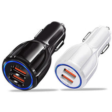 Load image into Gallery viewer, Qc3.0 Dual USB 6A Vehicle Fast Charger / Mobile Phone Tablet Fast Charging, LZ-681 (Black), LZ-681 (White)