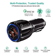 Load image into Gallery viewer, Qc3.0 Dual USB 6A Vehicle Fast Charger / Mobile Phone Tablet Fast Charging, LZ-681 (Black), LZ-681 (White)