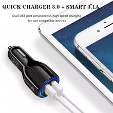 Load image into Gallery viewer, Qc3.0 Dual USB Car Charger + 8 Pin Fast Charging Line Car Charging Kit, 8 Pin (Black), 8 Pin (White)