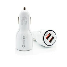 Load image into Gallery viewer, Qc3.0 Dual USB Car Charger + Micro USB Fast Charging Cable Car Charging Kit, Micro USB (White), Micro USB (Black)
