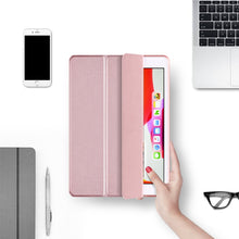 Load image into Gallery viewer, For iPad 10.2 inch 2019 / iPad Pro 10.5 inch Three-folding Surface PU Leather TPU Matte Soft Bottom Case with Holder &amp; Sleep / Wake-up Function, Black, Rose Gold, Navy Blue, Gold, Sky blue, Red, Mint Green