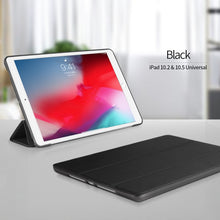 Load image into Gallery viewer, For iPad 10.2 inch 2019 / iPad Pro 10.5 inch Three-folding Surface PU Leather TPU Matte Soft Bottom Case with Holder &amp; Sleep / Wake-up Function, Black, Rose Gold, Navy Blue, Gold, Sky blue, Red, Mint Green
