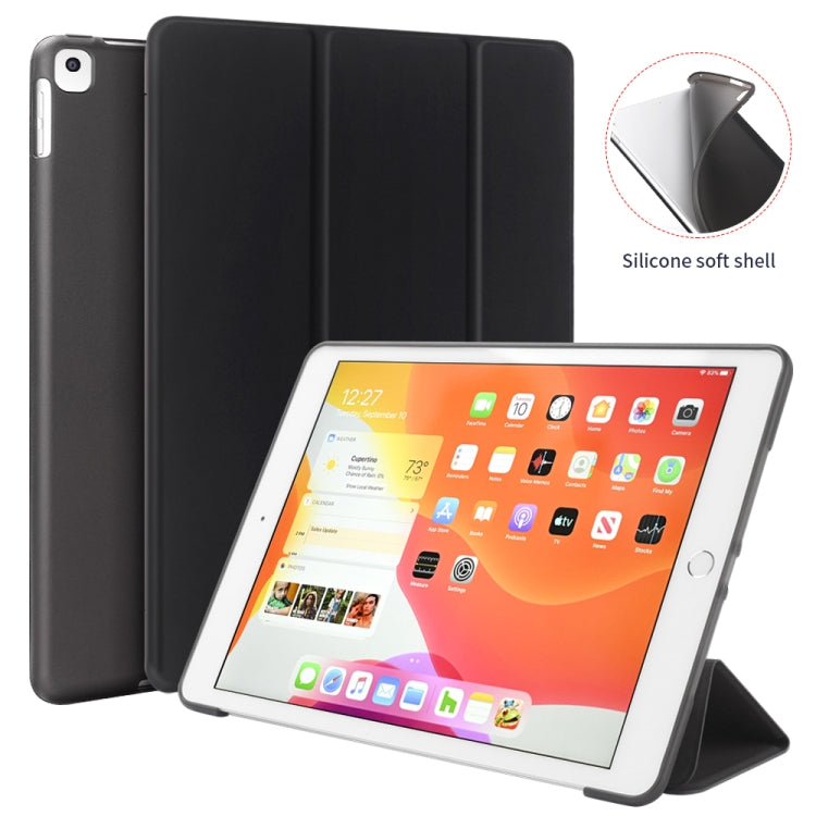 For iPad 10.2 inch 2019 / iPad Pro 10.5 inch Three-folding Surface PU Leather TPU Matte Soft Bottom Case with Holder & Sleep / Wake-up Function, Black, Rose Gold, Navy Blue, Gold, Sky blue, Red, Mint Green