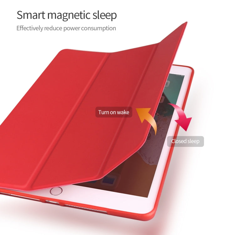 For iPad 10.2 inch 2019 / iPad Pro 10.5 inch Three-folding Surface PU Leather TPU Matte Soft Bottom Case with Holder & Sleep / Wake-up Function, Black, Rose Gold, Navy Blue, Gold, Sky blue, Red, Mint Green