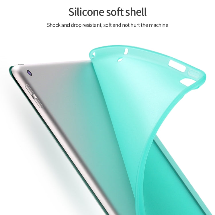 For iPad 10.2 inch 2019 / iPad Pro 10.5 inch Three-folding Surface PU Leather TPU Matte Soft Bottom Case with Holder & Sleep / Wake-up Function, Black, Rose Gold, Navy Blue, Gold, Sky blue, Red, Mint Green