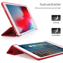 Load image into Gallery viewer, For iPad 10.2 inch 2019 / iPad Pro 10.5 inch Three-folding Surface PU Leather TPU Matte Soft Bottom Case with Holder &amp; Sleep / Wake-up Function, Black, Rose Gold, Navy Blue, Gold, Sky blue, Red, Mint Green