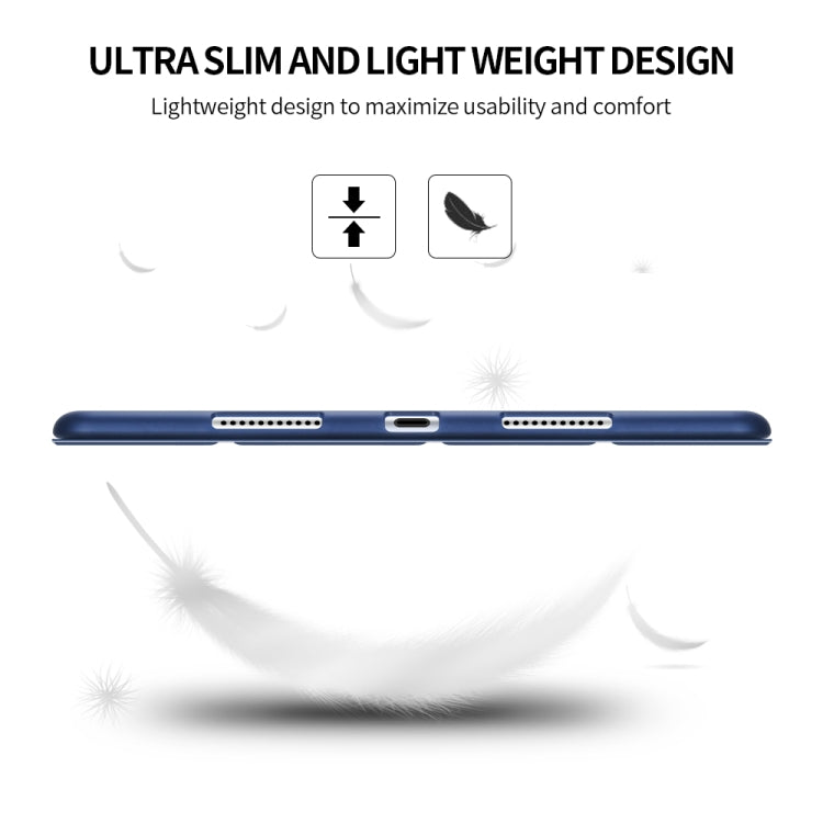 For iPad 10.2 inch 2019 / iPad Pro 10.5 inch Three-folding Surface PU Leather TPU Matte Soft Bottom Case with Holder & Sleep / Wake-up Function, Black, Rose Gold, Navy Blue, Gold, Sky blue, Red, Mint Green