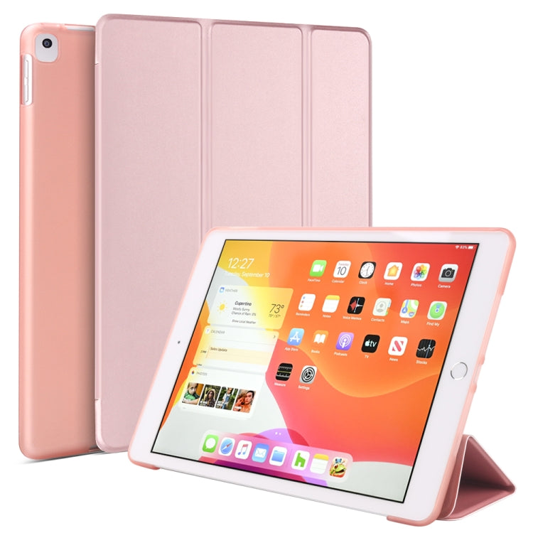 For iPad 10.2 inch 2019 / iPad Pro 10.5 inch Three-folding Surface PU Leather TPU Matte Soft Bottom Case with Holder & Sleep / Wake-up Function, Black, Rose Gold, Navy Blue, Gold, Sky blue, Red, Mint Green