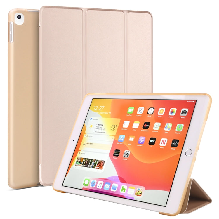 For iPad 10.2 inch 2019 / iPad Pro 10.5 inch Three-folding Surface PU Leather TPU Matte Soft Bottom Case with Holder & Sleep / Wake-up Function, Black, Rose Gold, Navy Blue, Gold, Sky blue, Red, Mint Green