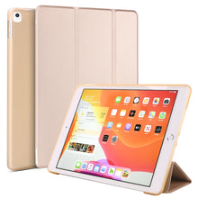 Load image into Gallery viewer, For iPad 10.2 inch 2019 / iPad Pro 10.5 inch Three-folding Surface PU Leather TPU Matte Soft Bottom Case with Holder &amp; Sleep / Wake-up Function, Black, Rose Gold, Navy Blue, Gold, Sky blue, Red, Mint Green