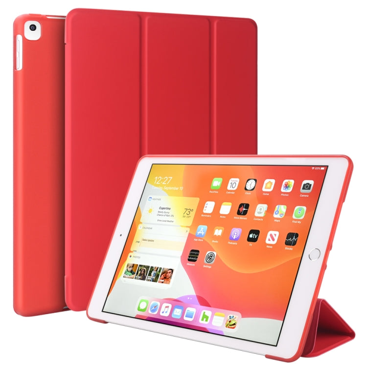 For iPad 10.2 inch 2019 / iPad Pro 10.5 inch Three-folding Surface PU Leather TPU Matte Soft Bottom Case with Holder & Sleep / Wake-up Function, Black, Rose Gold, Navy Blue, Gold, Sky blue, Red, Mint Green