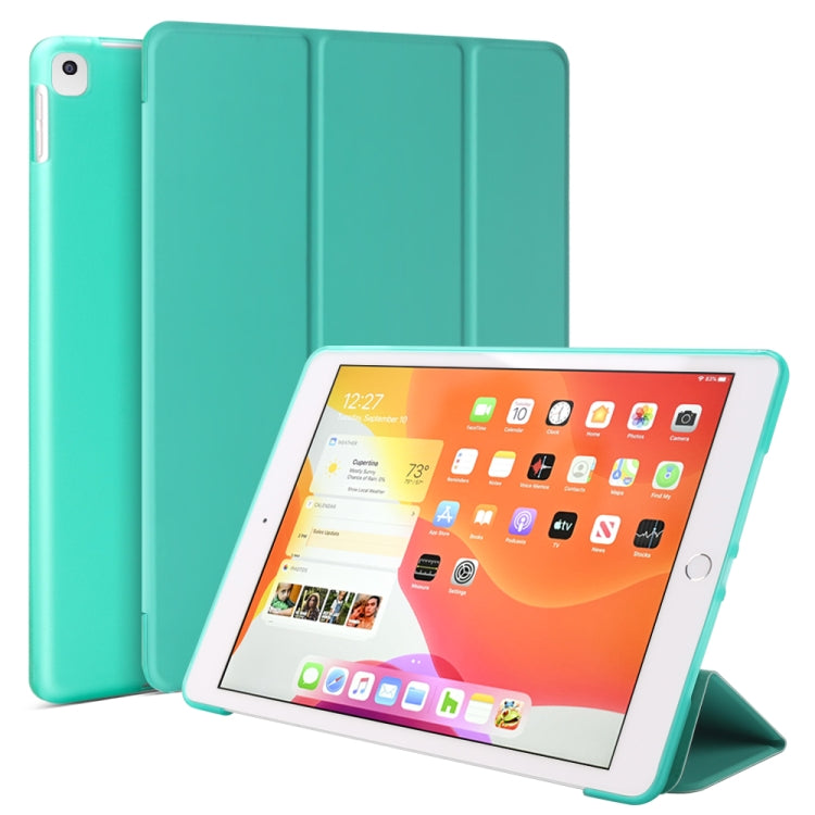 For iPad 10.2 inch 2019 / iPad Pro 10.5 inch Three-folding Surface PU Leather TPU Matte Soft Bottom Case with Holder & Sleep / Wake-up Function, Black, Rose Gold, Navy Blue, Gold, Sky blue, Red, Mint Green