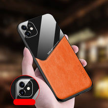 Load image into Gallery viewer, All-inclusive Leather + Organic Glass Phone Case with Metal Iron Sheet, For iPhone 12 mini