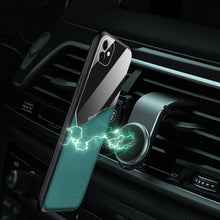 Load image into Gallery viewer, All-inclusive Leather + Organic Glass Phone Case with Metal Iron Sheet, For iPhone 12 mini