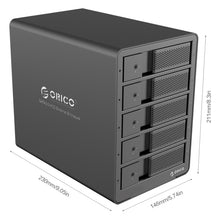 Load image into Gallery viewer, ORICO 9558RU3-V1-BK 3.5-Inch External Hard Drive Enclosure, 9558RU3-V1-BK