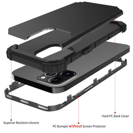 PC+ Silicone Three-piece Anti-drop Mobile Phone Protective Back Cover, For iPhone 12 mini, For iPhone 12 / 12 Pro, For iPhone 12 Pro Max