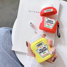 Load image into Gallery viewer, For Apple AirPods 1/2 Generation Universal Wireless Ketchup Bluetooth Hadphone Protective Case, Ketchup Yellow