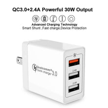 Load image into Gallery viewer, SDC-30W 2 in 1 USB to 8 Pin Data Cable + 30W QC 3.0 USB + 2.4A Dual USB 2.0 Ports Mobile Phone Tablet PC Universal Quick Charger Travel Charger Set,  US Plug
