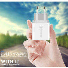 Load image into Gallery viewer, SDC-30W 2 in 1 USB to 8 Pin Data Cable + 30W QC 3.0 USB + 2.4A Dual USB 2.0 Ports Mobile Phone Tablet PC Universal Quick Charger Travel Charger Set, EU Plug