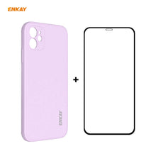 Load image into Gallery viewer, For iPhone 12 Hat-Prince ENKAY ENK-PC0682 Liquid Silicone Straight Edge Shockproof Case + 0.26mm 9H 2.5D Full Glue Tempered Glass Film, For iPhone 12