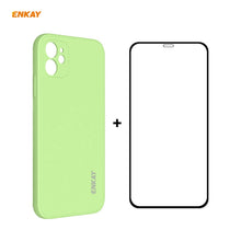 Load image into Gallery viewer, For iPhone 12 Hat-Prince ENKAY ENK-PC0682 Liquid Silicone Straight Edge Shockproof Case + 0.26mm 9H 2.5D Full Glue Tempered Glass Film, For iPhone 12