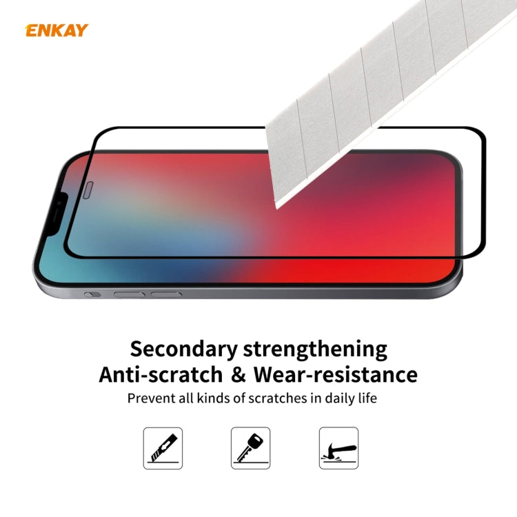 For iPhone 12 Pro Hat-Prince ENKAY ENK-PC0692 Liquid Silicone Straight Edge Shockproof Case + 0.26mm 9H 2.5D Full Glue Tempered Glass Film, For iPhone 12 Pro