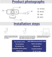 Load image into Gallery viewer, C5 4 Million Pixel Auto Focus 2K Full HD Webcam 360 Rotation USB Driver-free Live Broadcast WebCamera with Mic, C5