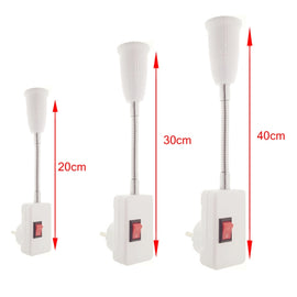 AC 110-220V 6A E27 Bulb Holder Flexible Extension Converter Switch Adapter Socket, 20CM, 30CM, 40CM